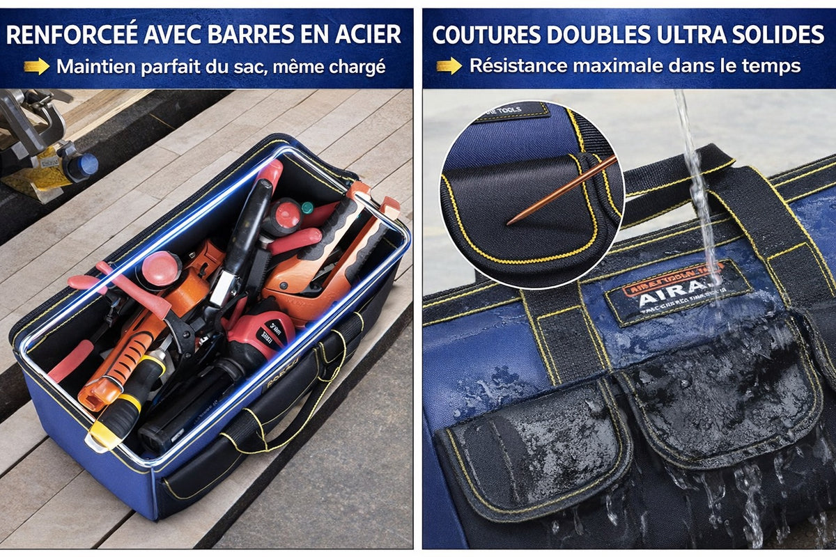 Lot de 2 sacs à outils AIRAJ – 33 et 44 cm (robustes et pratiques)