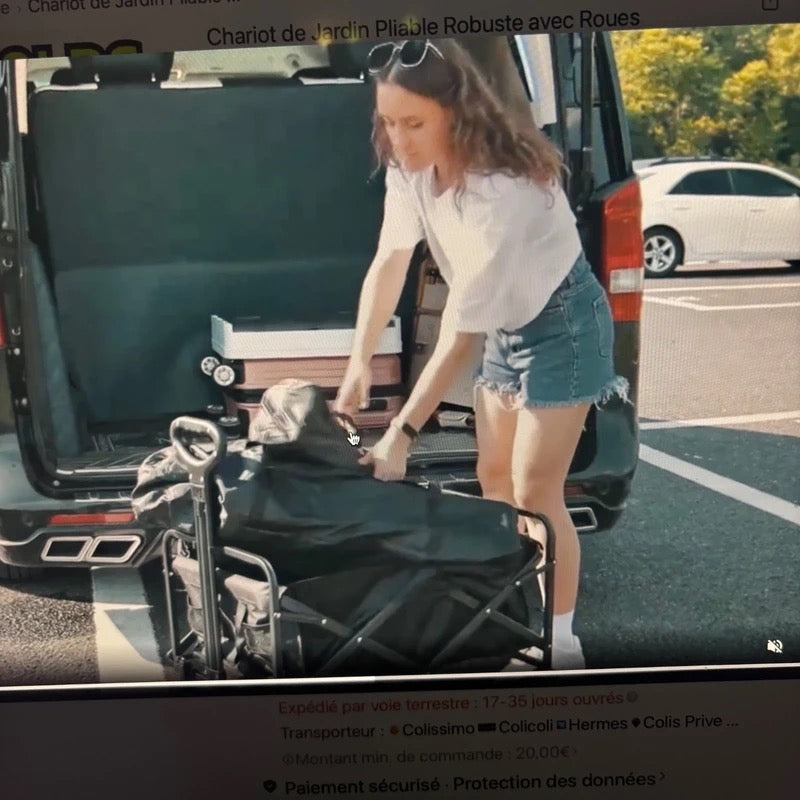Grand Chariot de Jardin Tout-Terrain Pliable