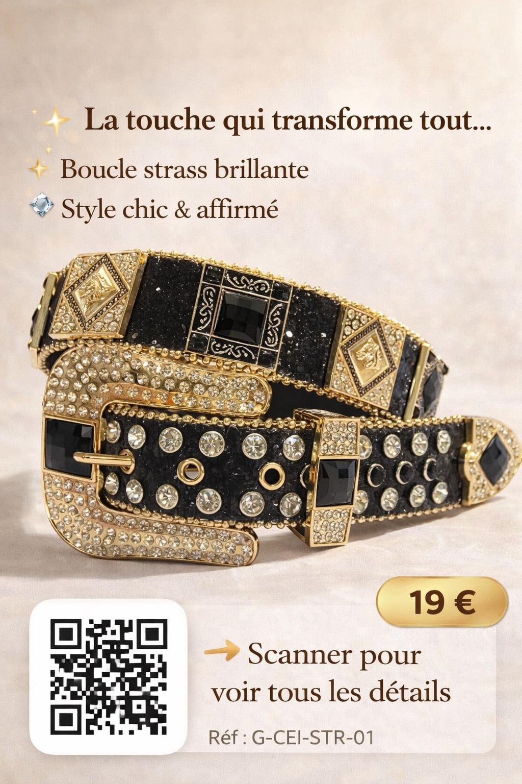 Ceinture décorative strass – Chic & Glamour