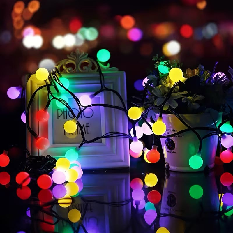 🌈 Guirlande lumineuse solaire à grosses boules LED – 12 mètres – 100 LED multicolores