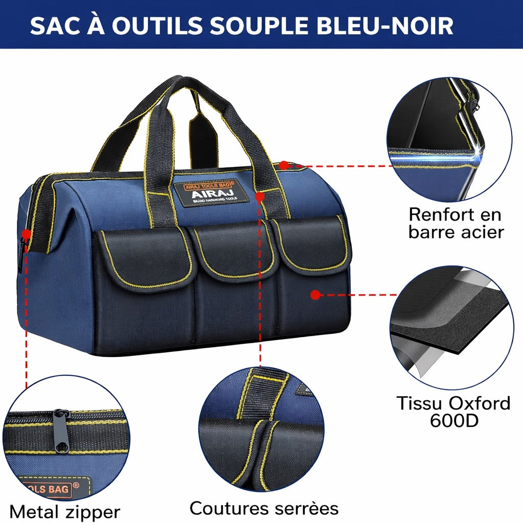 Lot de 2 sacs à outils AIRAJ – 33 et 44 cm (robustes et pratiques)