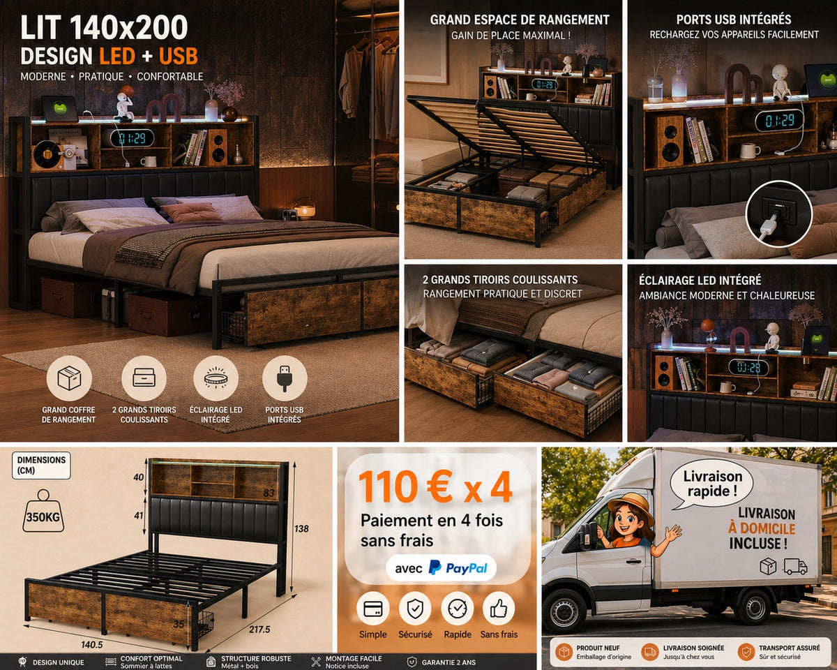 LIT COFFRE DESIGN LED + USB
