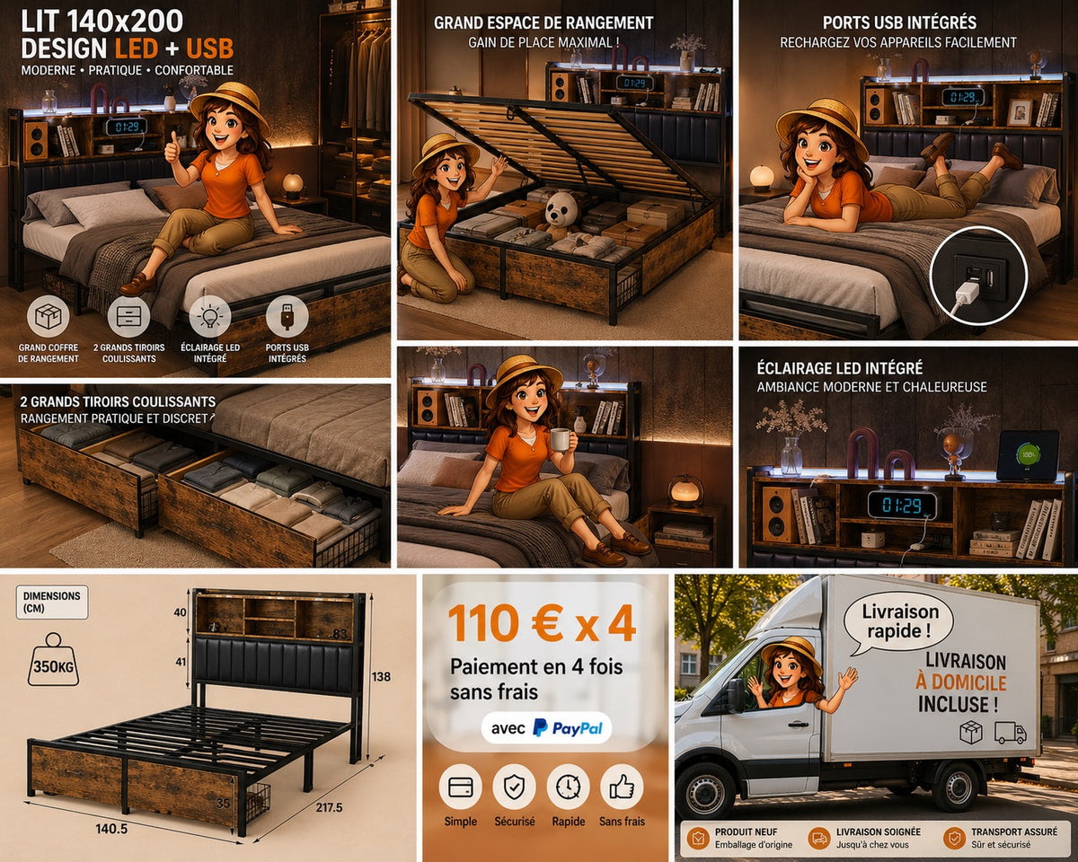 LIT COFFRE DESIGN LED + USB