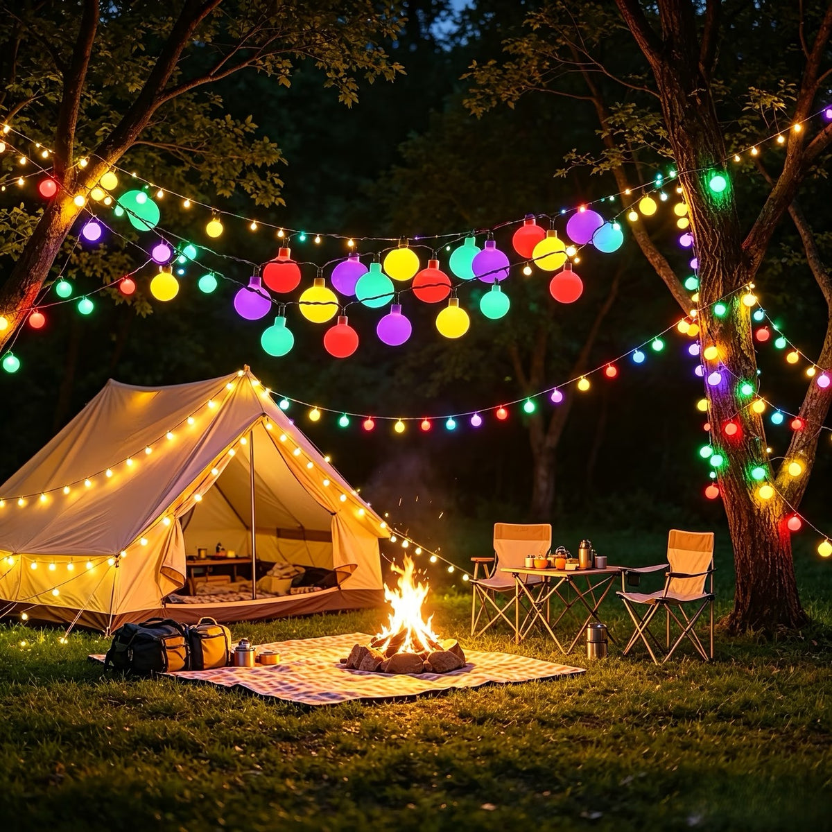 🌈 Guirlande lumineuse solaire à grosses boules LED – 12 mètres – 100 LED multicolores