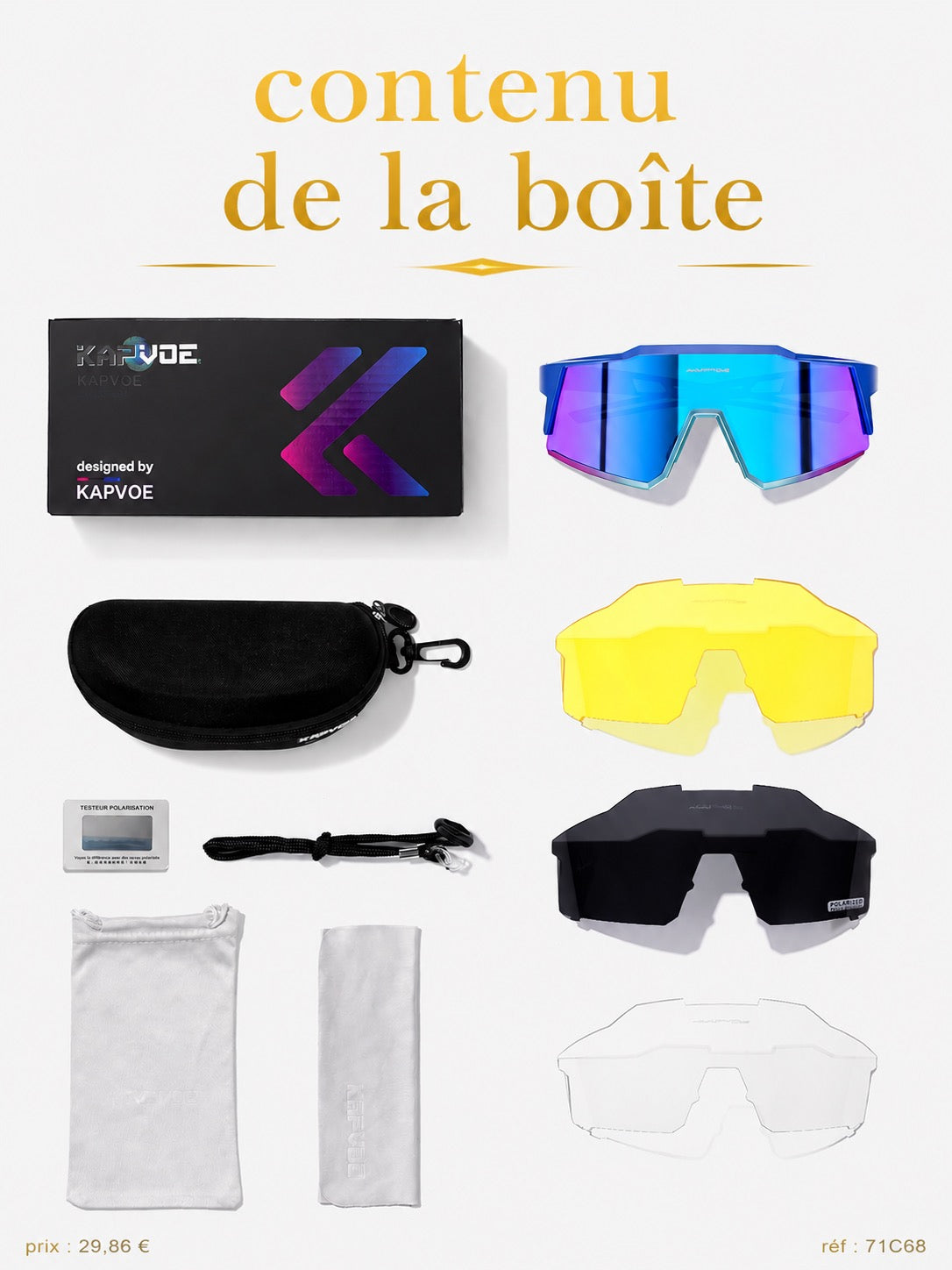 ✨ LUNETTES CYCLISME POLARISÉES KAPVOE – UV400 SPORT EXTREME ✨