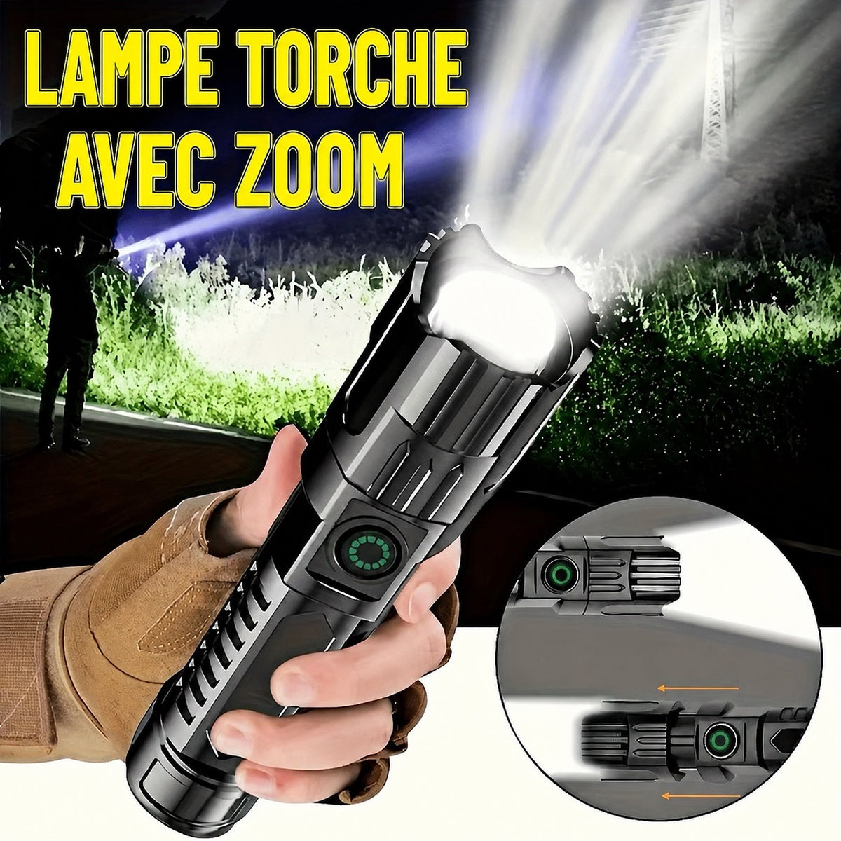 💡 Lot de 2 lampes torches LED haute puissance rechargeables USB