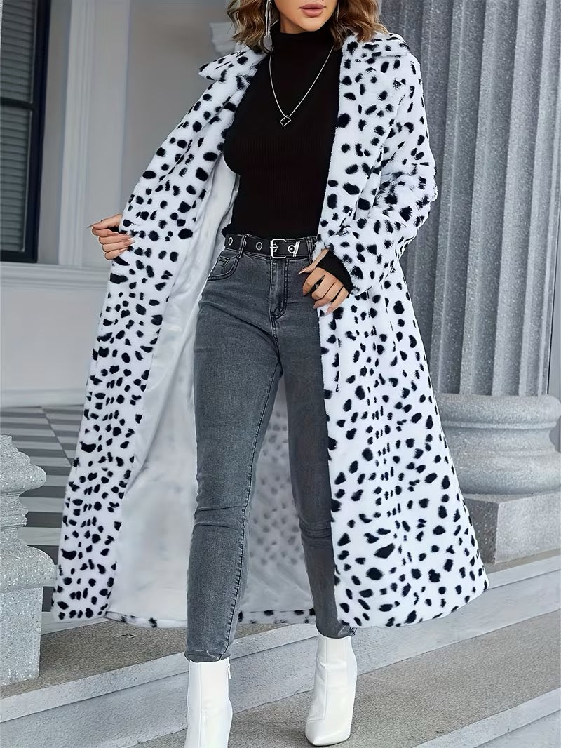 Manteau Long Imprimé Léopard – Fausse Fourrure Style Cowgirl Chic