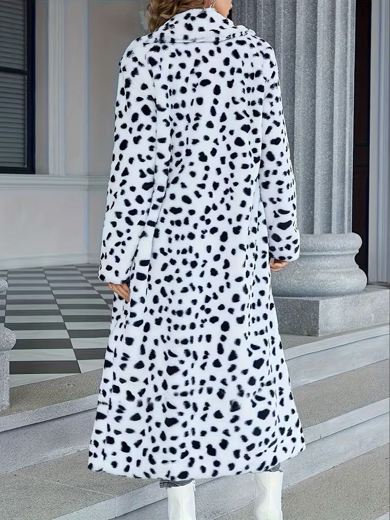 Manteau Long Imprimé Léopard – Fausse Fourrure Style Cowgirl Chic