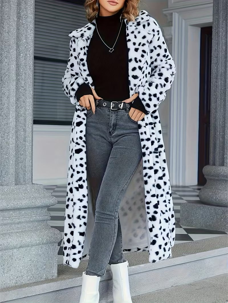 Manteau Long Imprimé Léopard – Fausse Fourrure Style Cowgirl Chic