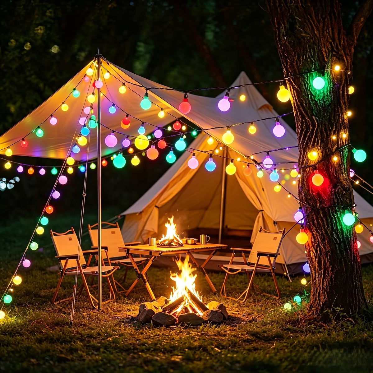 🌈 Guirlande lumineuse solaire à grosses boules LED – 12 mètres – 100 LED multicolores