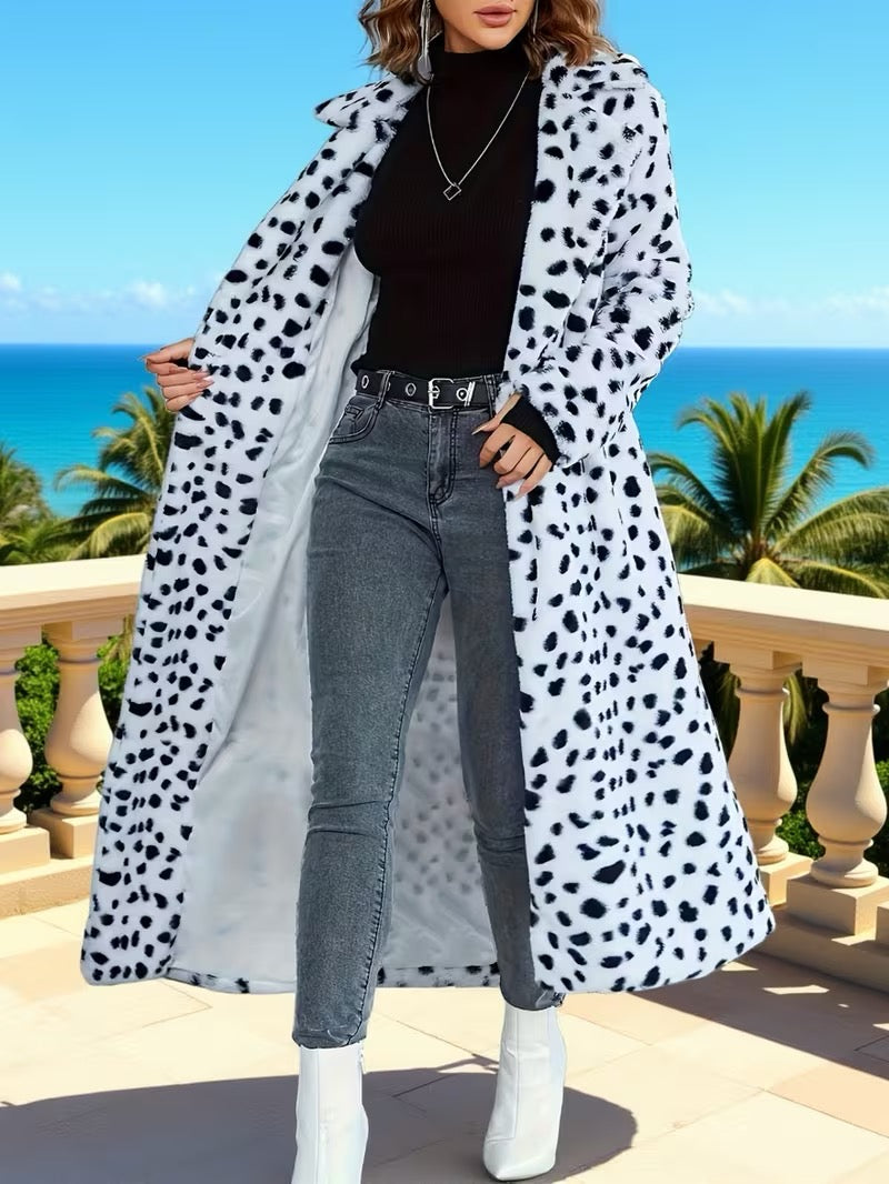 Manteau Long Imprimé Léopard – Fausse Fourrure Style Cowgirl Chic