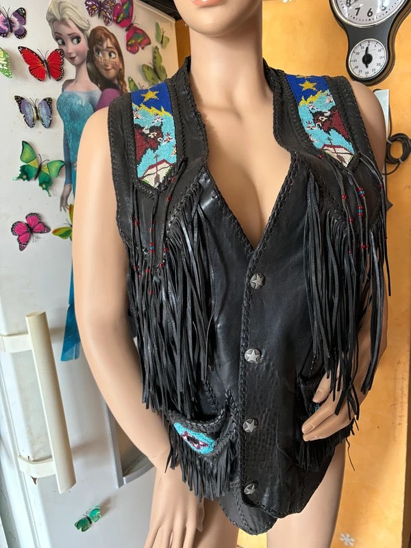 Gilet cuir Western authentique