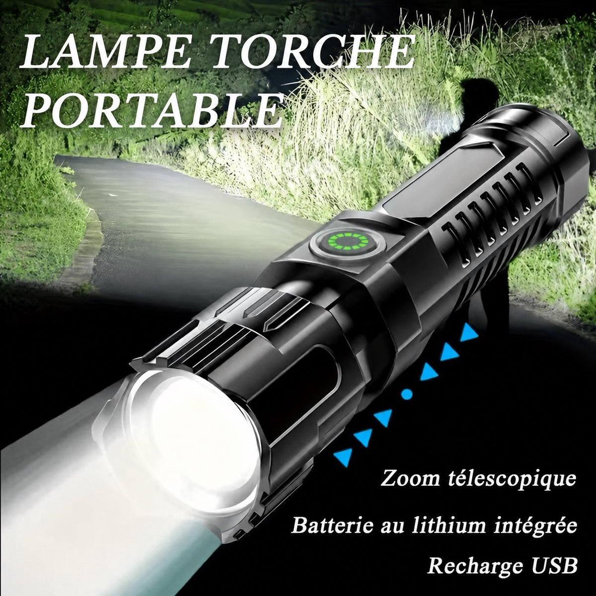💡 Lot de 2 lampes torches LED haute puissance rechargeables USB