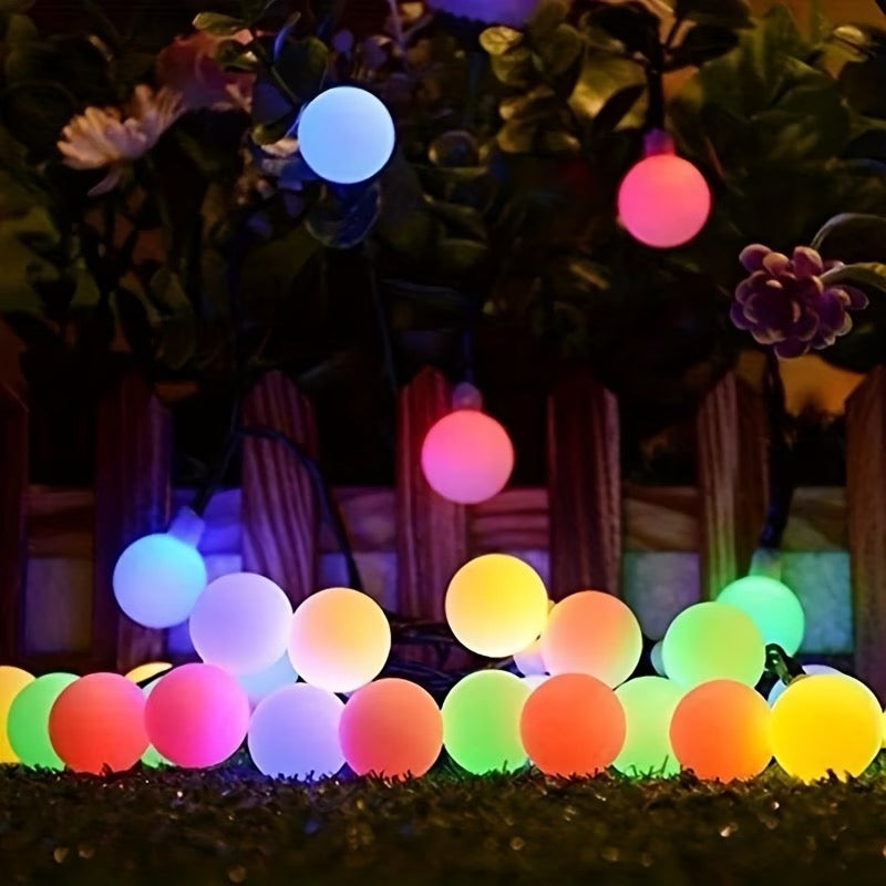 🌈 Guirlande lumineuse solaire à grosses boules LED – 12 mètres – 100 LED multicolores