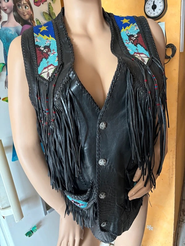 Gilet cuir Western authentique