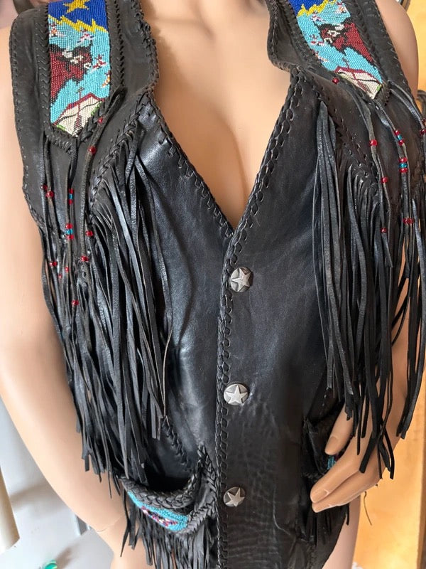 Gilet cuir Western authentique