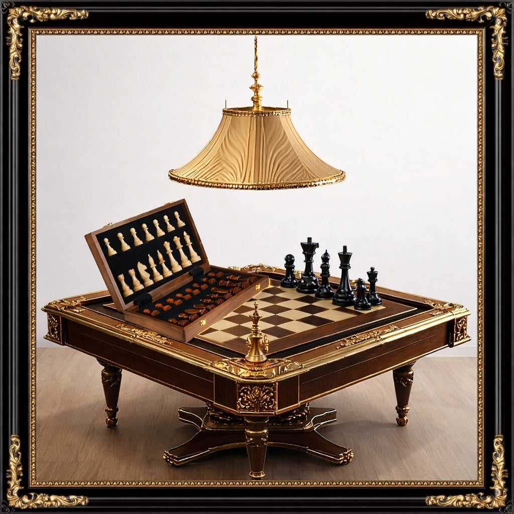 Jeu d'échecs en bois massif premium - Échiquier noyer 40cm