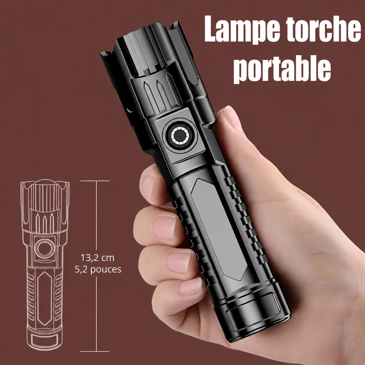 💡 Lot de 2 lampes torches LED haute puissance rechargeables USB