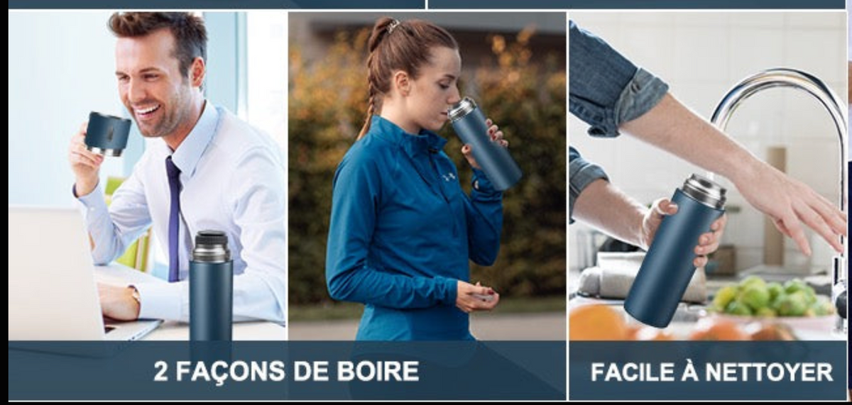 ☕ BOUTEILLE ISOTHERME PREMIUM 500 ML AVEC TASSE INTÉGRÉE