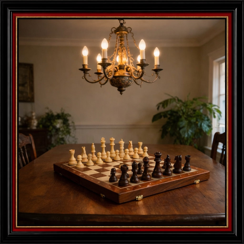 Jeu d'échecs en bois massif premium - Échiquier noyer 40cm