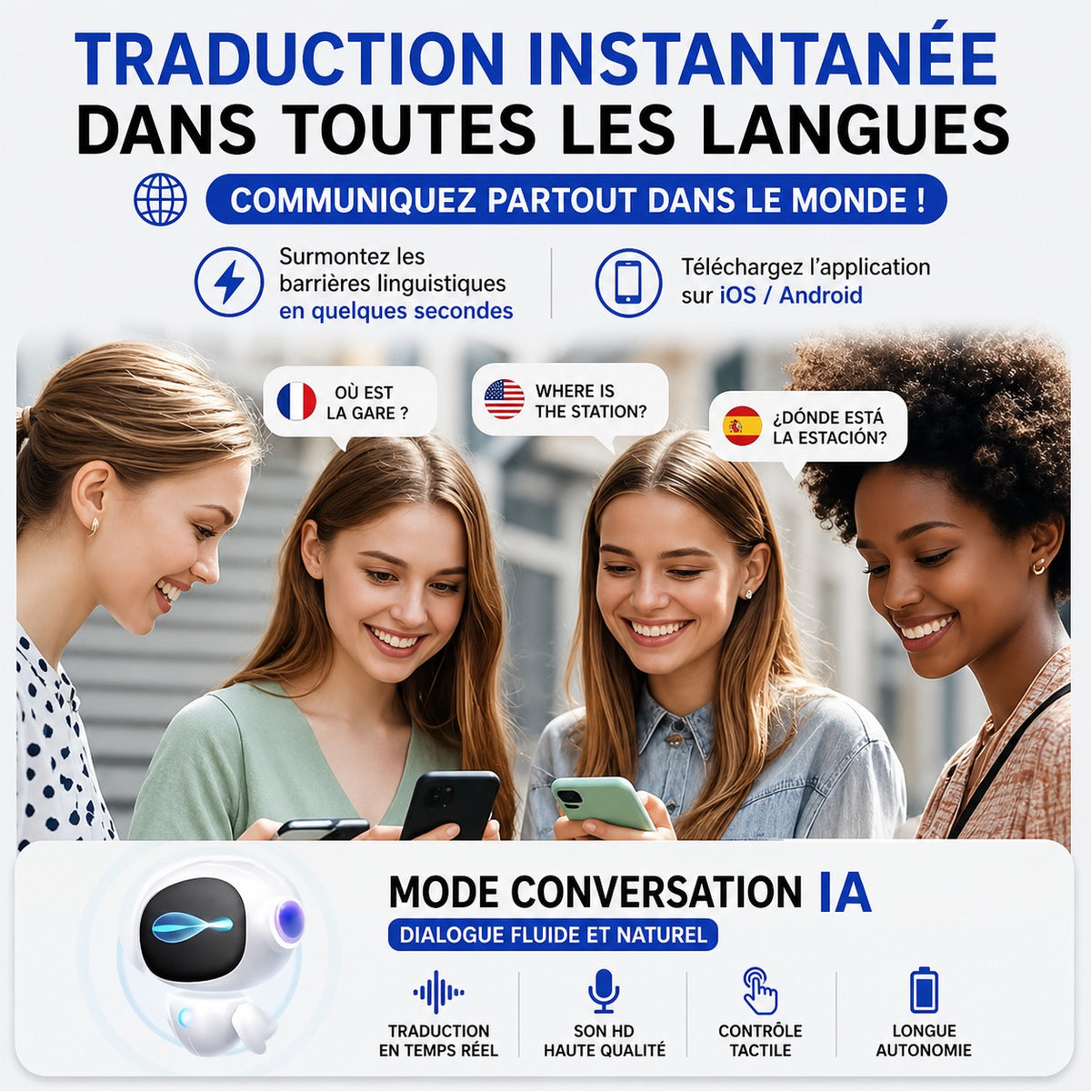 ÉCOUTEURS TRADUCTEURS IA – PARLEZ TOUTES LES LANGUES EN TEMPS RÉEL 🔥