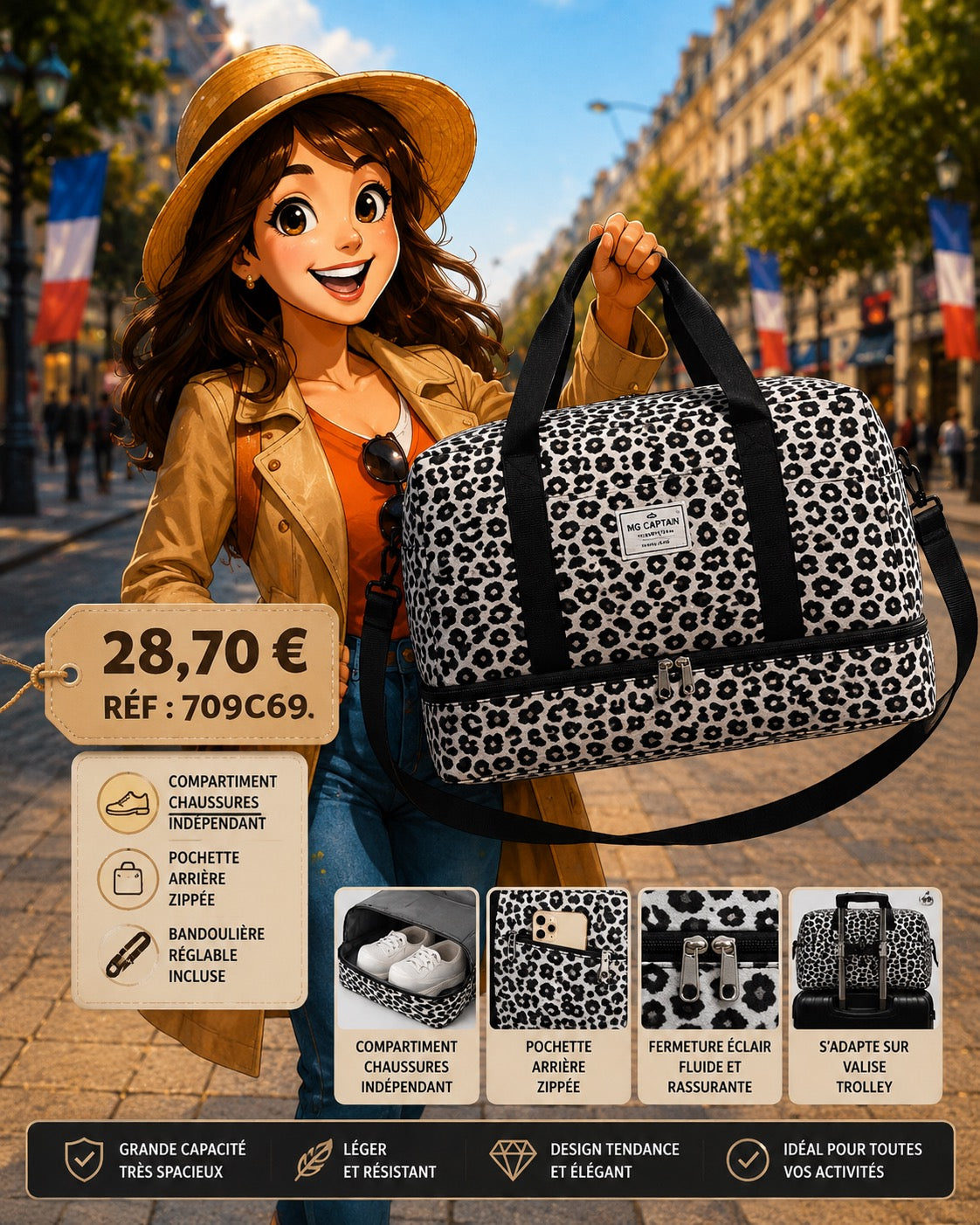✨ SAC DE VOYAGE LÉOPARD – GRANDE CAPACITÉ &amp; ULTRA TENDANCE ✨