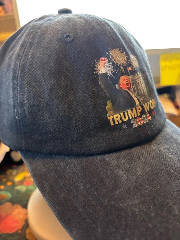 CASQUETTE GRISE « TRUMP WON 2024 » – STYLE VINTAGE AMÉRICAIN