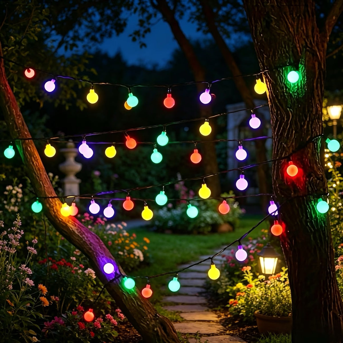 🌈 Guirlande lumineuse solaire à grosses boules LED – 12 mètres – 100 LED multicolores