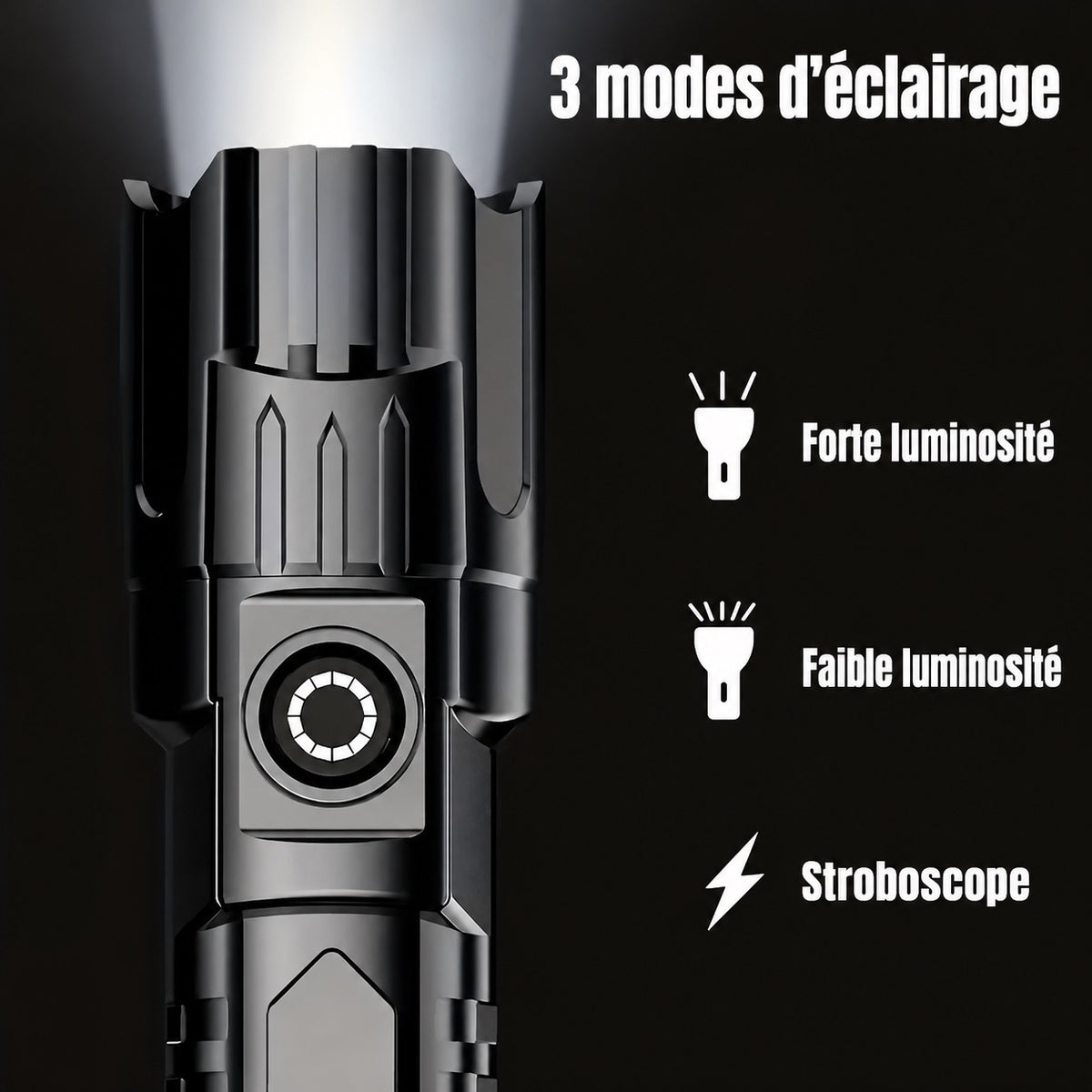 💡 Lot de 2 lampes torches LED haute puissance rechargeables USB