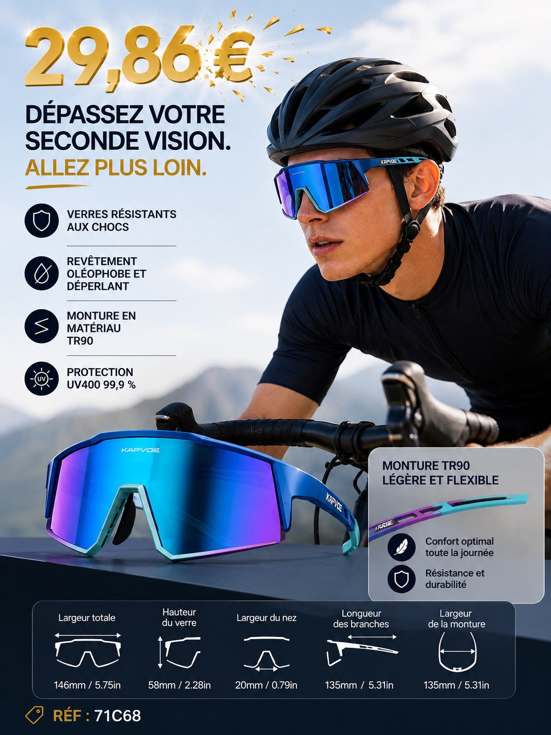 ✨ LUNETTES CYCLISME POLARISÉES KAPVOE – UV400 SPORT EXTREME ✨