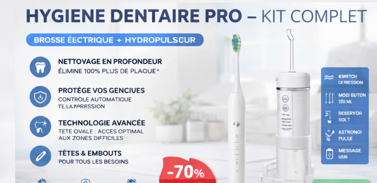 Kit hydropulseur + brosse électrique – nettoyage dentaire pro – neuf