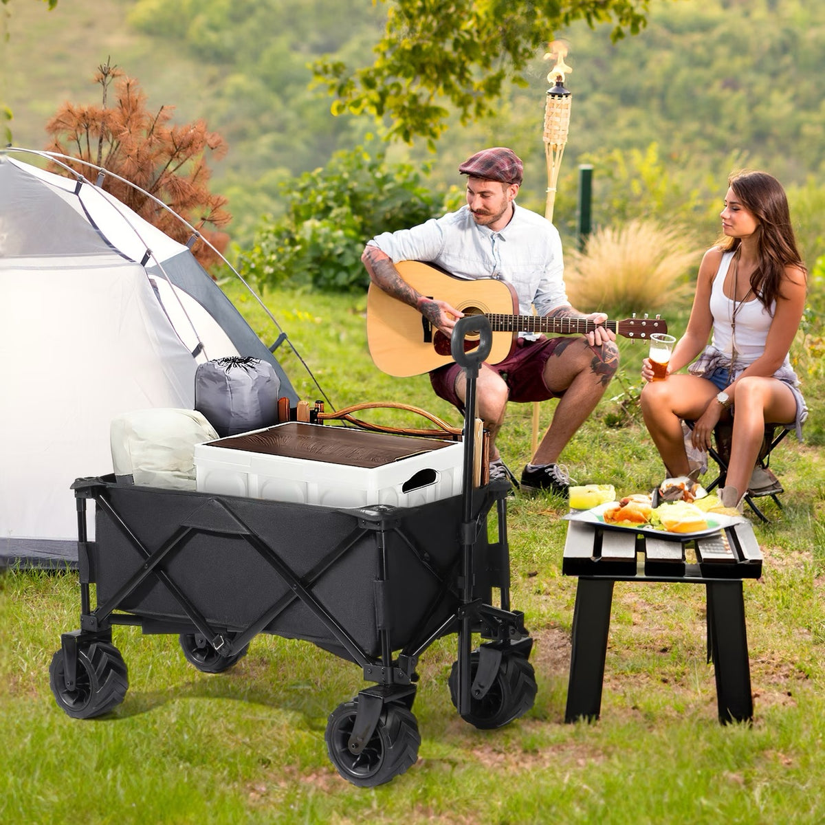 Grand Chariot de Jardin Tout-Terrain Pliable