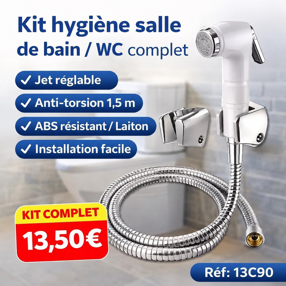 Handbrause + Brauseschlauch + Wandhalterung