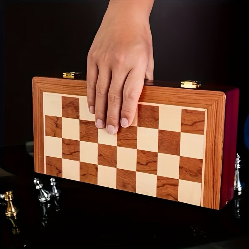 ♟️ Jeu d'Échecs Prestige 30 × 30 cm – Pièces Métal Massif & Coffret Bois Pliable