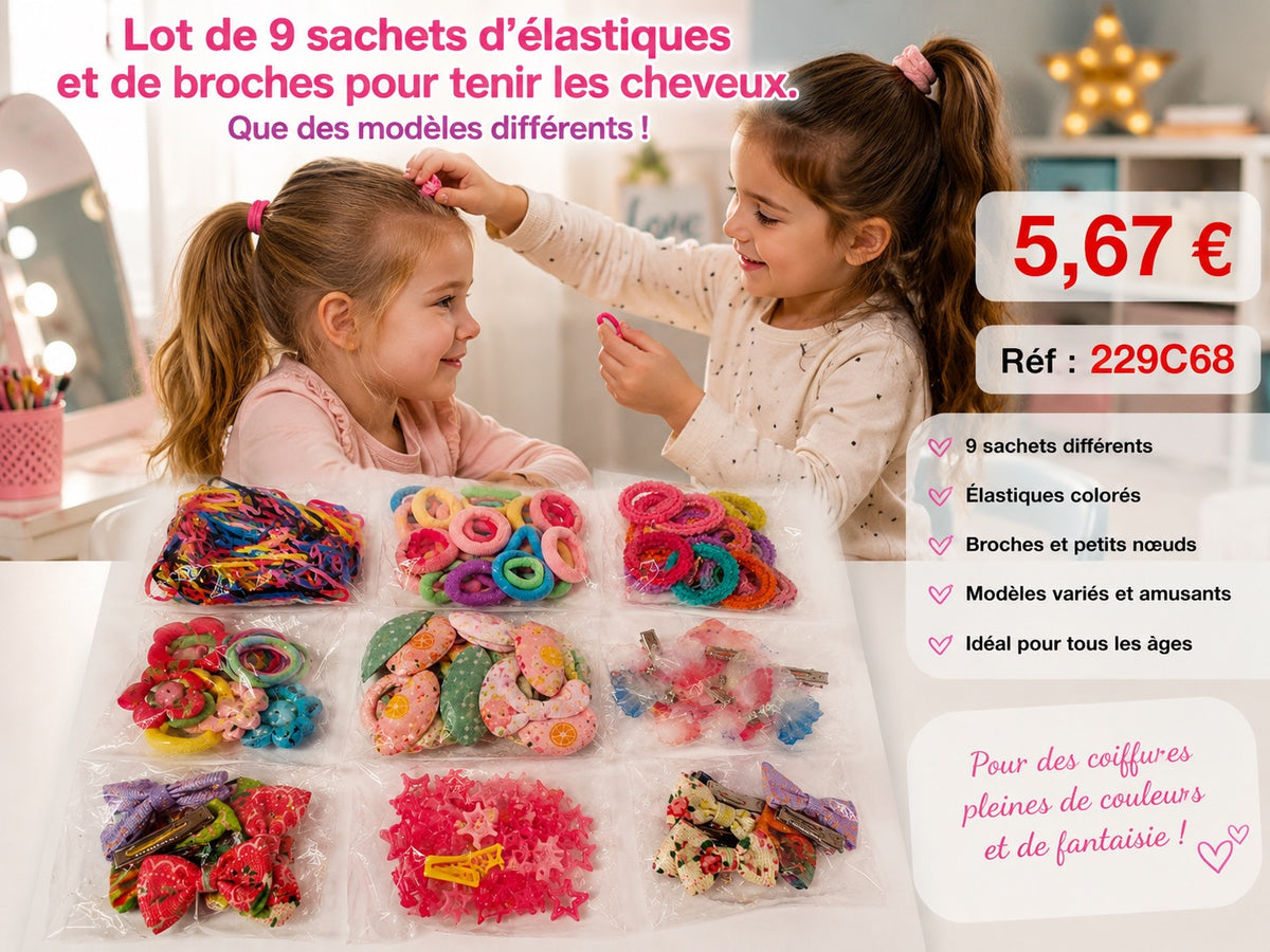 ✨ LOT DE 9 SACHETS D’ACCESSOIRES POUR CHEVEUX ✨