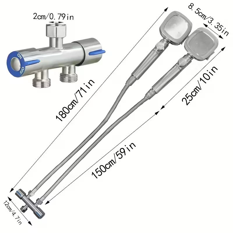 Douche en duo — 2 têtes de douche portables