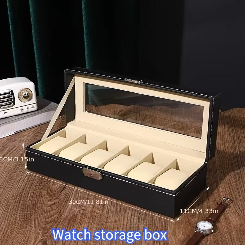 ⌚ COFFRET DE RANGEMENT 6 MONTRES – NOIR ÉLÉGANT