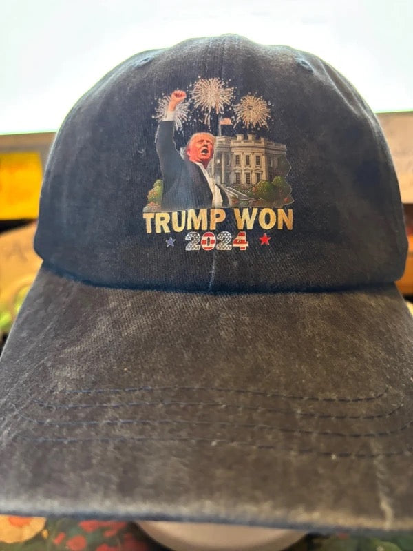 CASQUETTE GRISE « TRUMP WON 2024 » – STYLE VINTAGE AMÉRICAIN