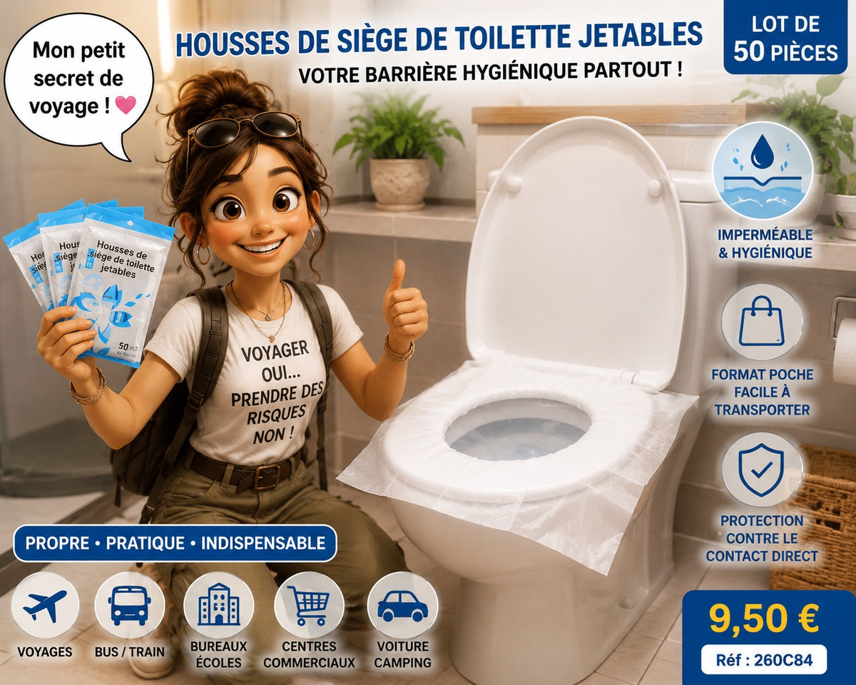 🚻 Housses de siège de toilette jetables – Lot de 50 protections individuelles imperméables