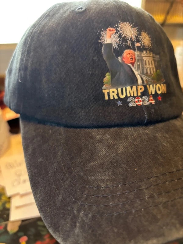 CASQUETTE GRISE « TRUMP WON 2024 » – STYLE VINTAGE AMÉRICAIN