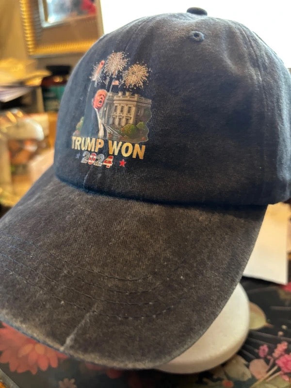 CASQUETTE GRISE « TRUMP WON 2024 » – STYLE VINTAGE AMÉRICAIN
