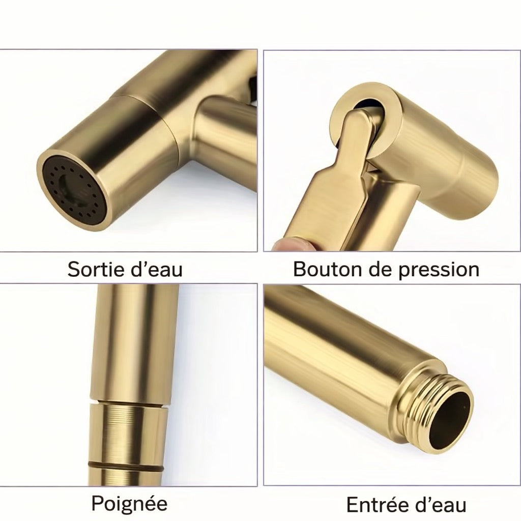 Douchette or haute pression élégante et ultra efficace