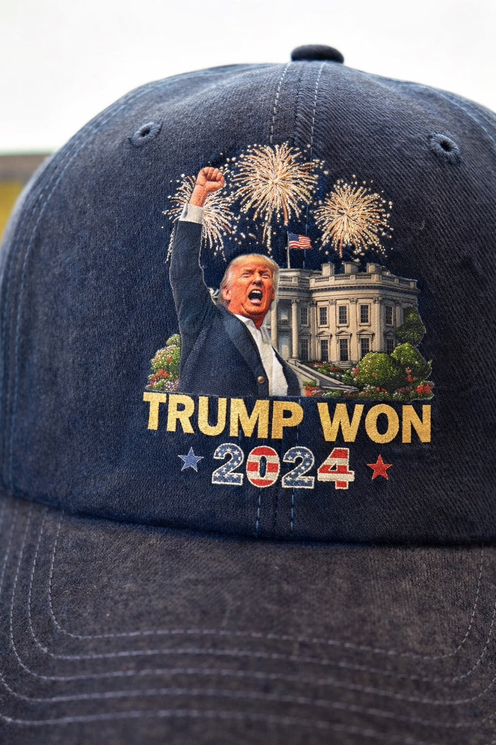 CASQUETTE GRISE « TRUMP WON 2024 » – STYLE VINTAGE AMÉRICAIN