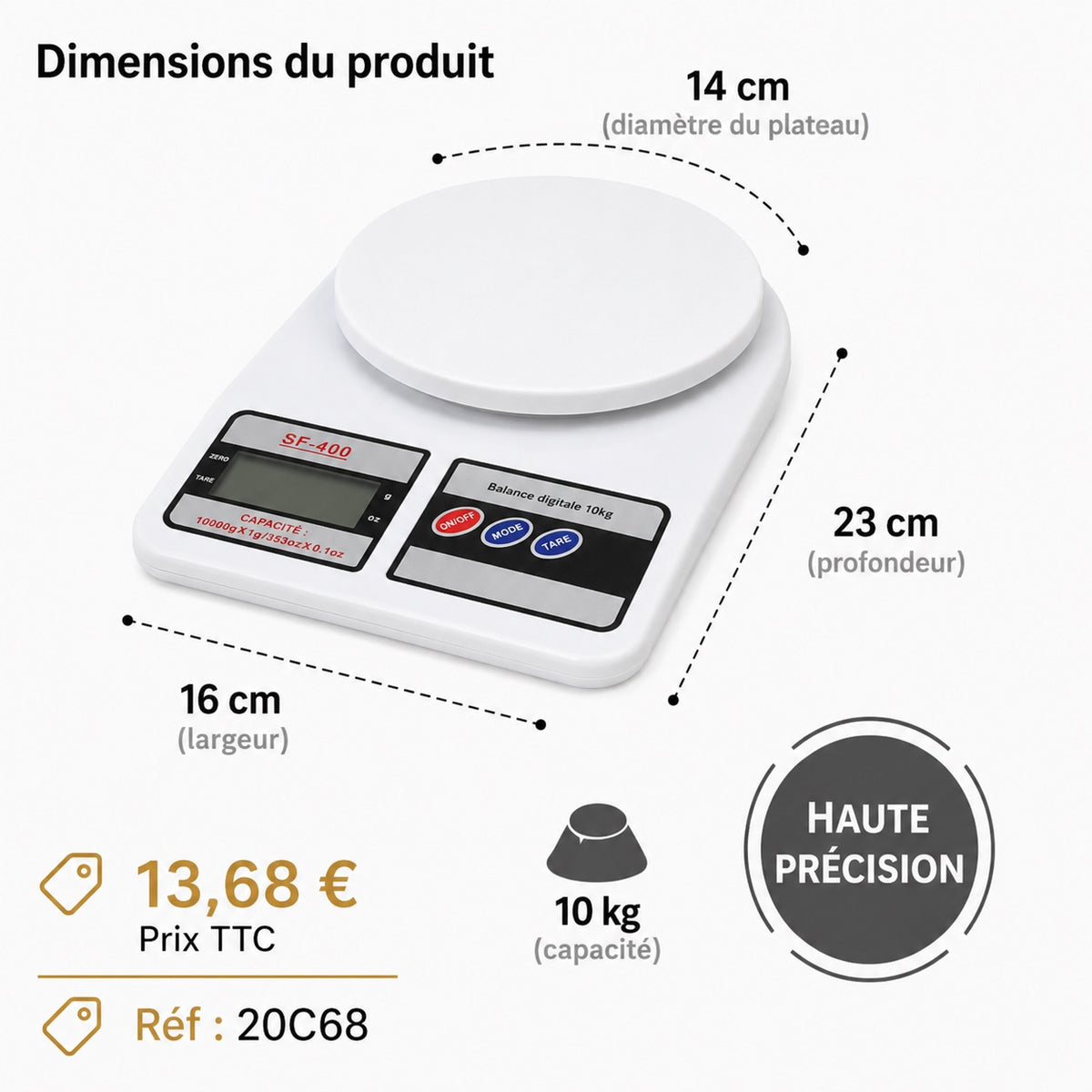 ✨ BALANCE DE CUISINE NUMÉRIQUE 10 KG ✨