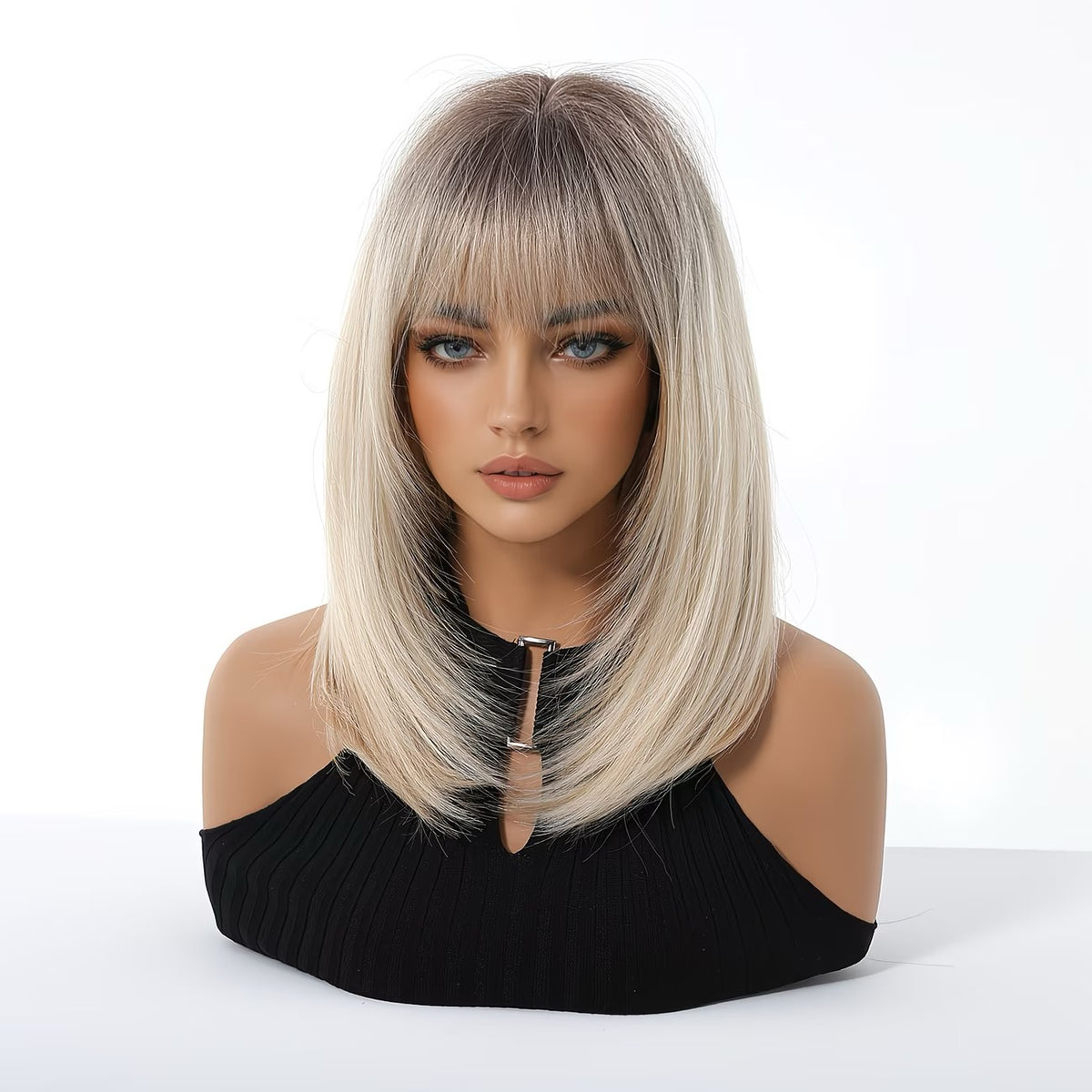 Long two-tone blonde/brown wig