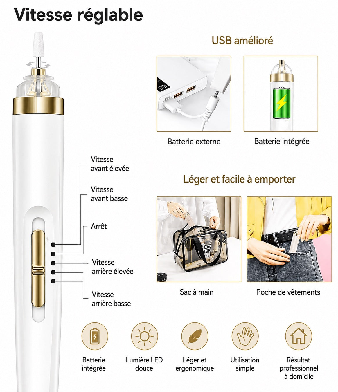 ✨ LIME À ONGLES ÉLECTRIQUE PROFESSIONNELLE USB ✨