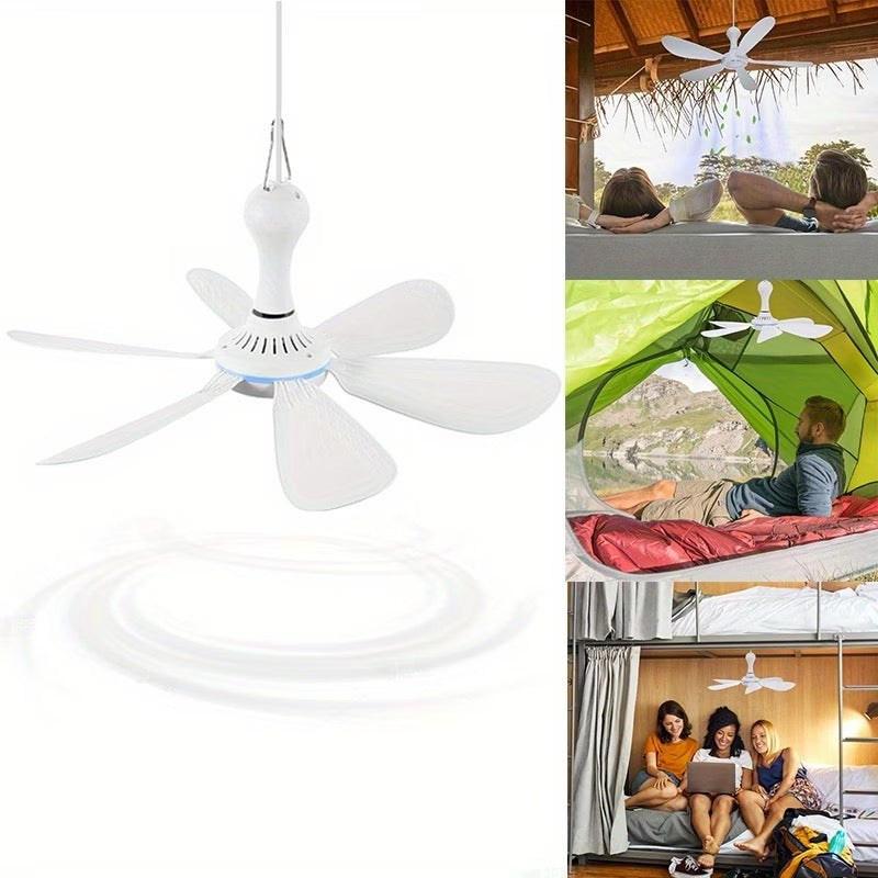 🌬️ Ventilateur USB Suspendu 6 Pales – Ultra Silencieux – Alimentation USB – Camping, Maison, Chambre &amp; Bureau