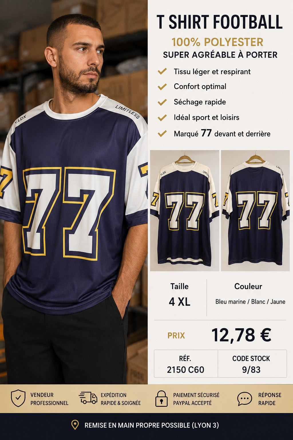 🏈 T SHIRT FOOTBALL STYLE US – XXL OVERSIZE 4 XL 🏈