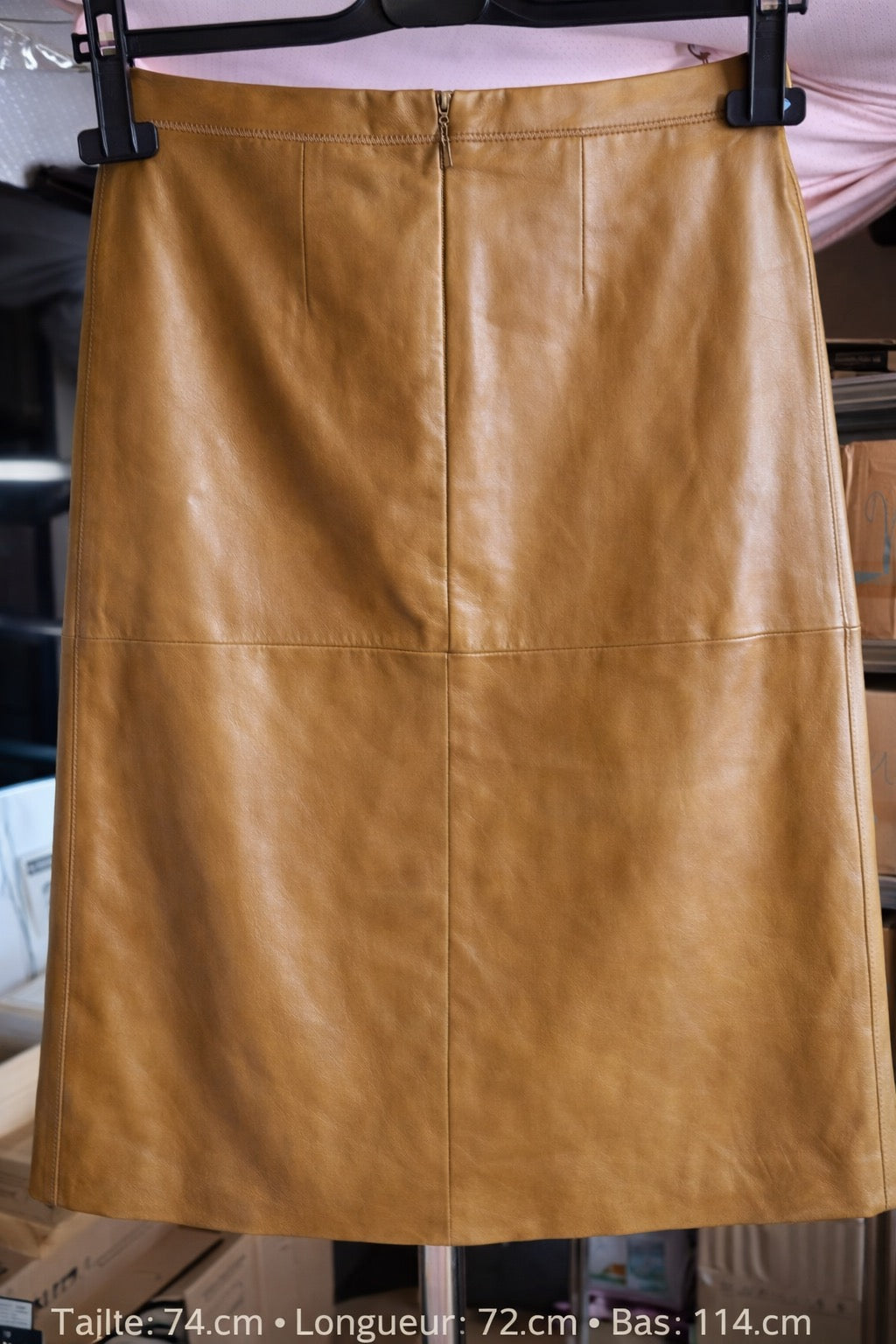Jupe en Cuir Véritable GAP – Coupe Évasée Marron Clair