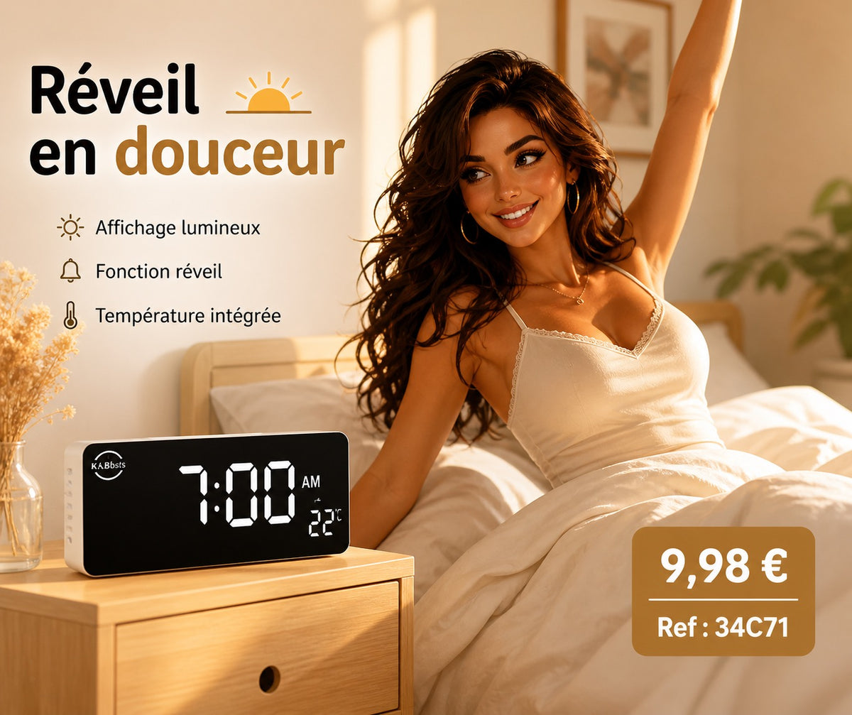 RÉVEIL LED NUMÉRIQUE DESIGN – AFFICHAGE MIROIR